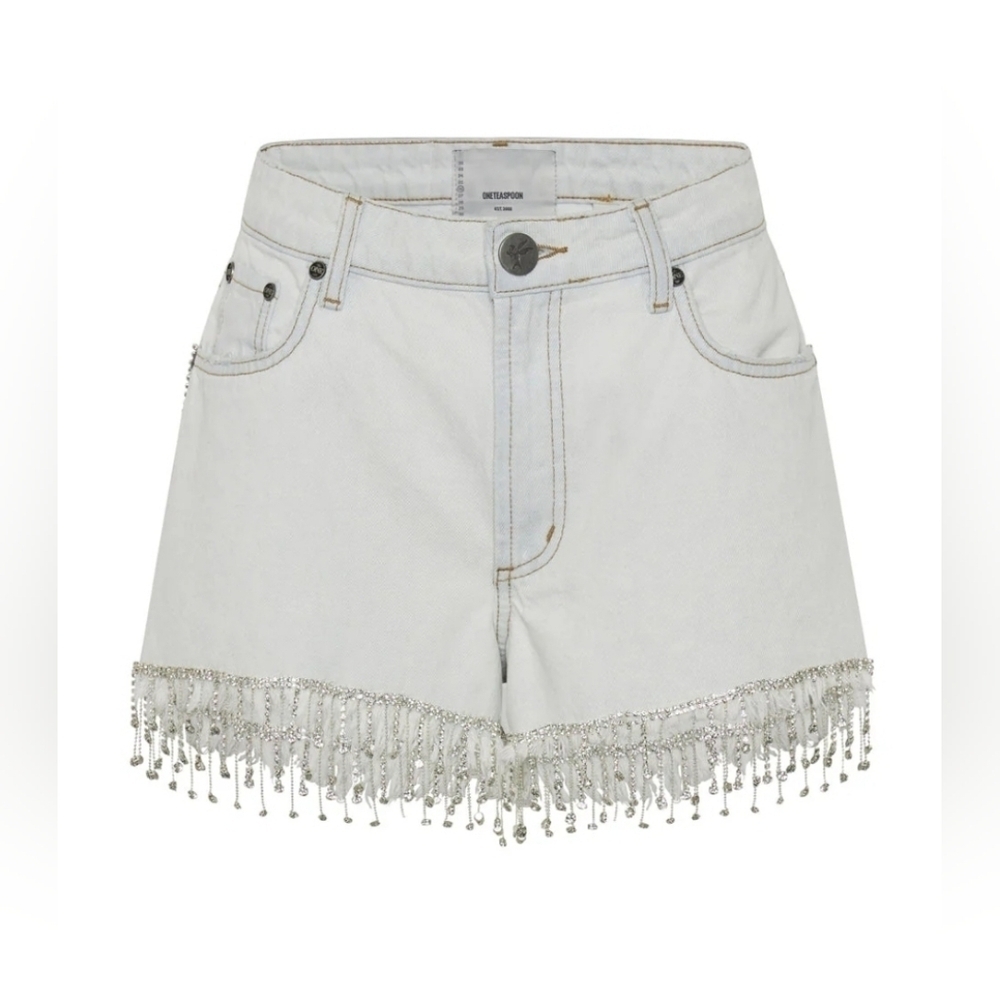One Teaspoon, Razzle Dazzle Truckers Mid Waist Shorts,Bel Air Blue, Size 29, NWT - Picture 3 of 15